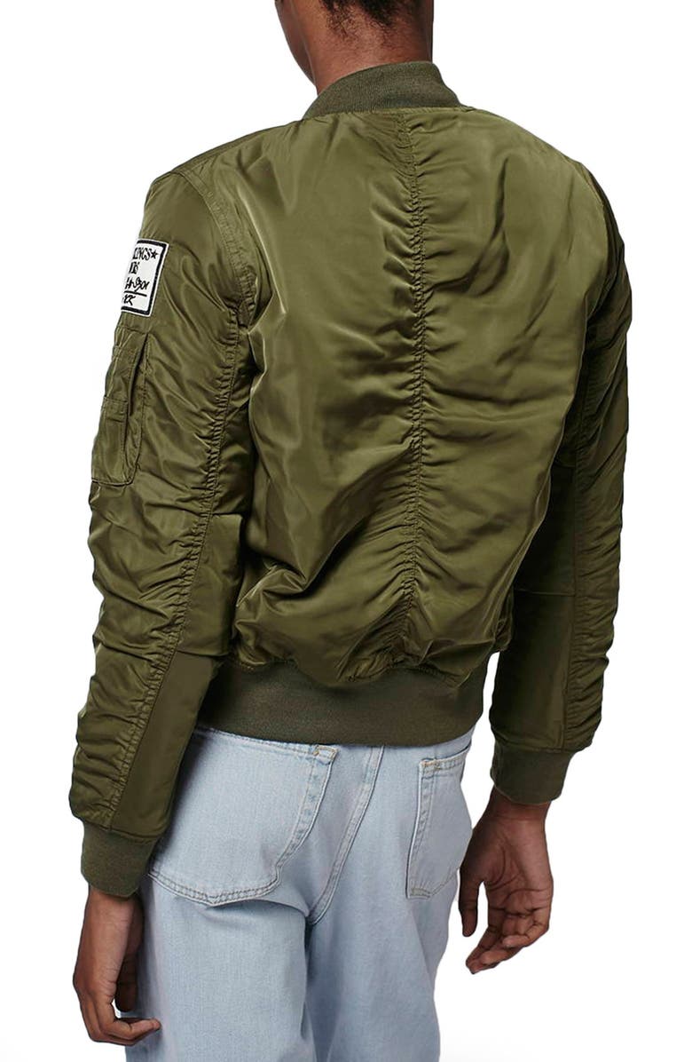Topshop 'Bruce' Patch Detail MA1 Bomber Jacket, Alternate, color, 