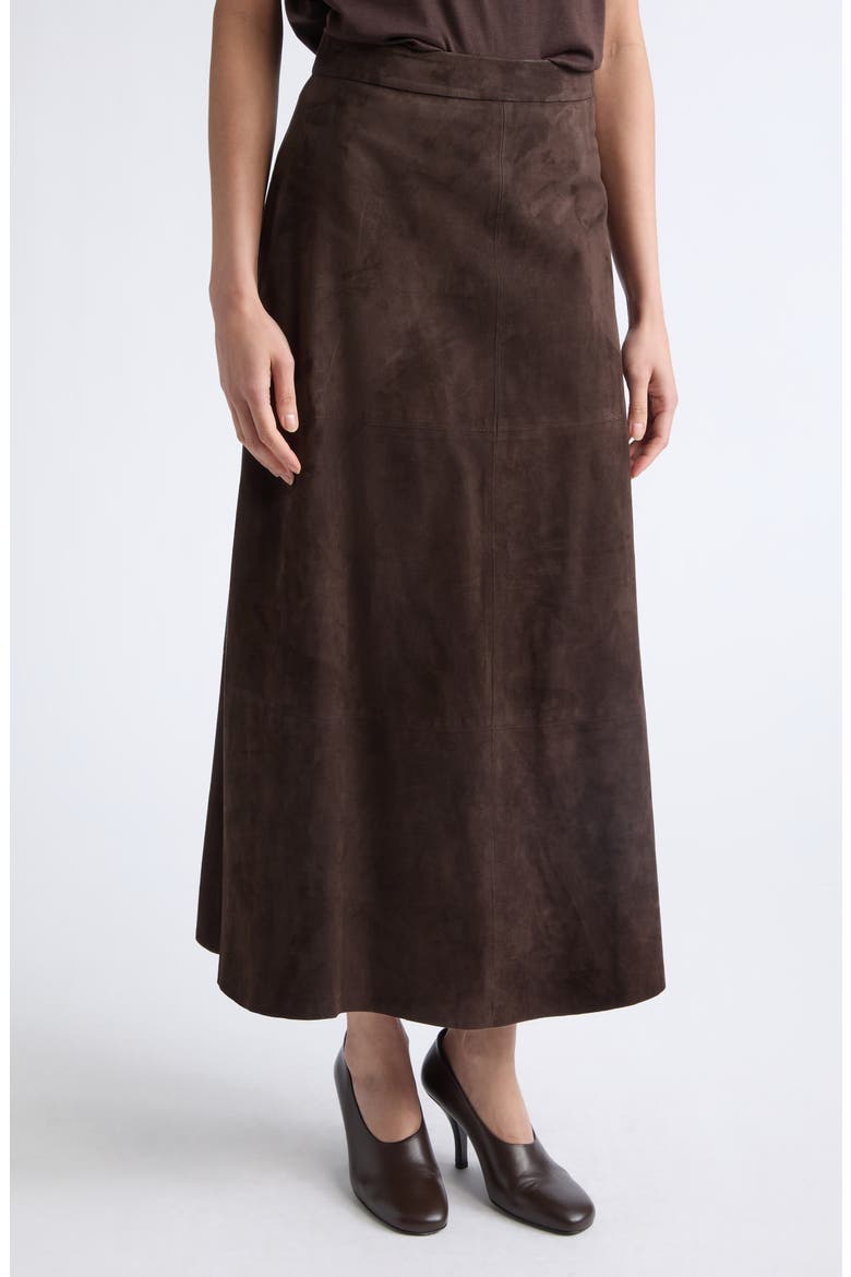 Fiorire Suede Skirt, Main, color, BROWN