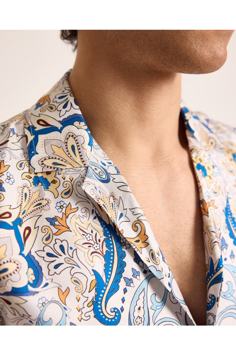Maitan Silk Relaxed Fit Silk Fairground Shirt, Alternate, color, Multi/Blue
