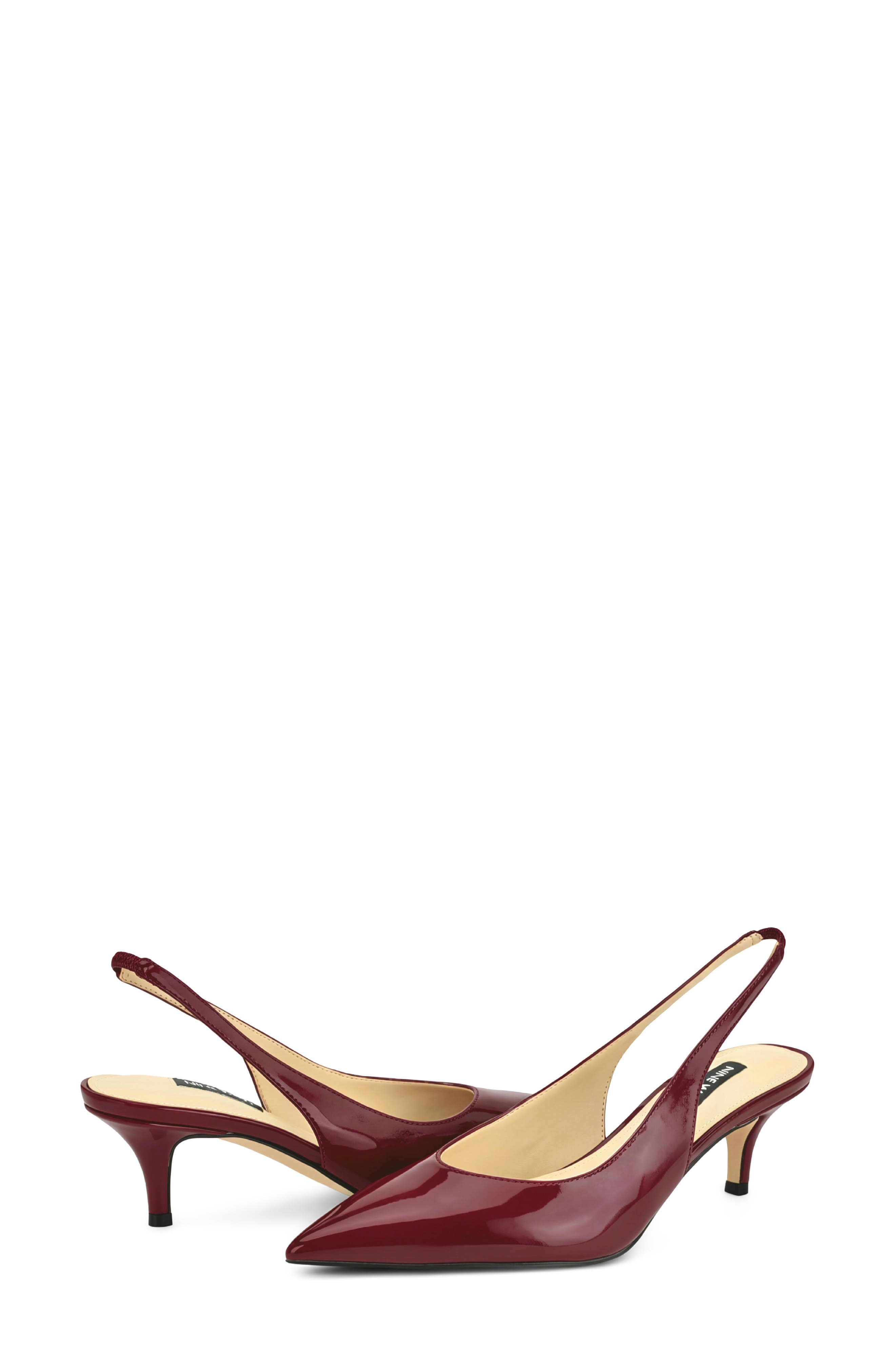 Cassy Pointed Toe Slingback Pump, Alternate, color, DARK RED