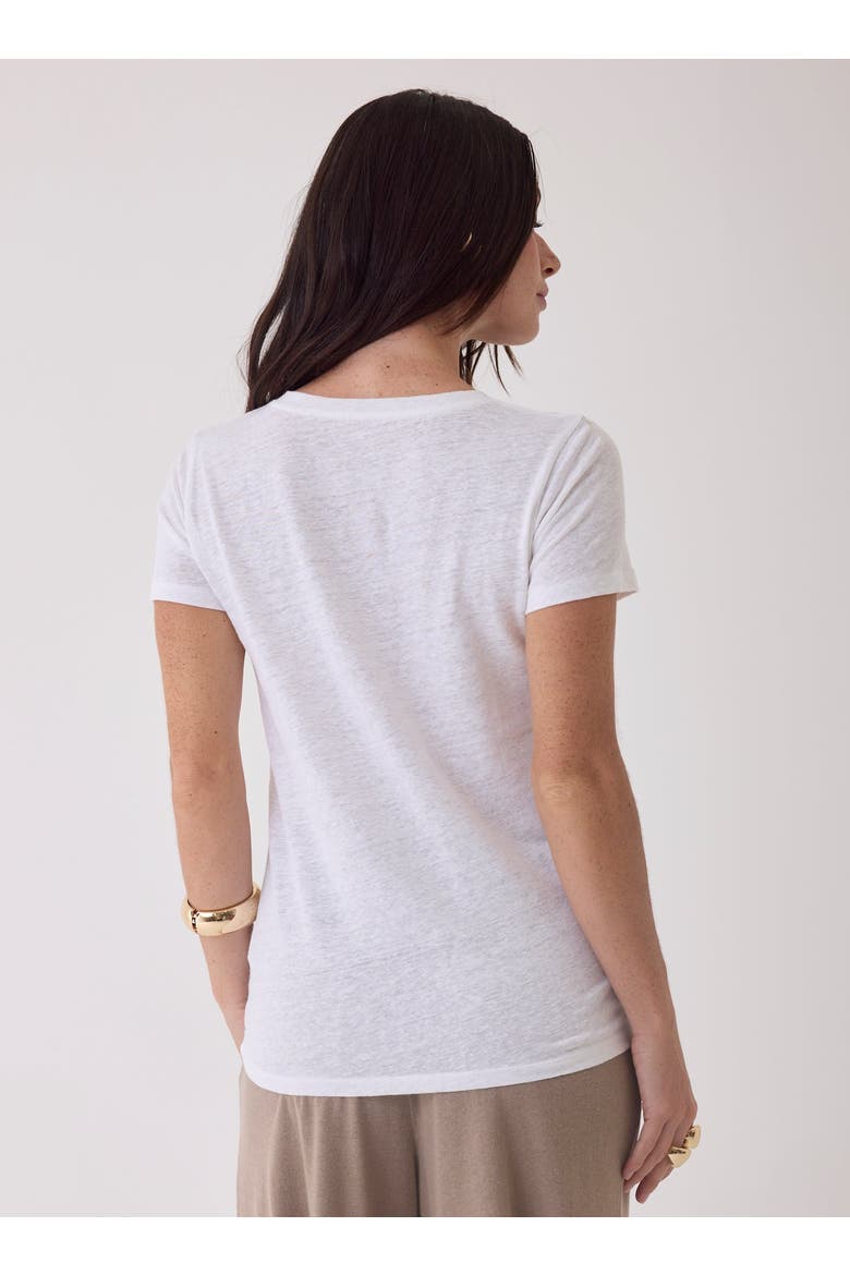 Stretch Linen Short Sleeve V-Neck T-Shirt, Alternate, color, BLANC