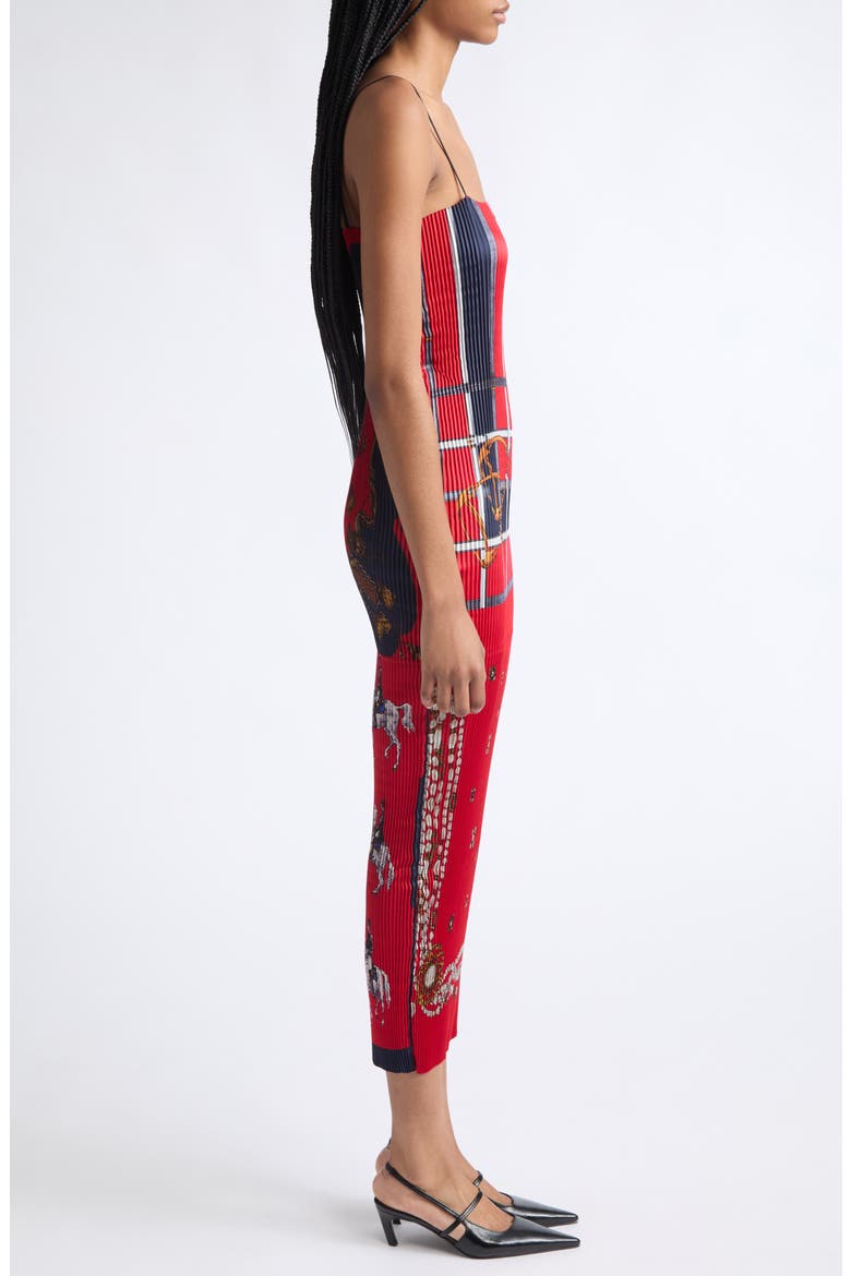 Pleated Scarf Maxi Dress, Alternate, color, RED MULTI PRINT