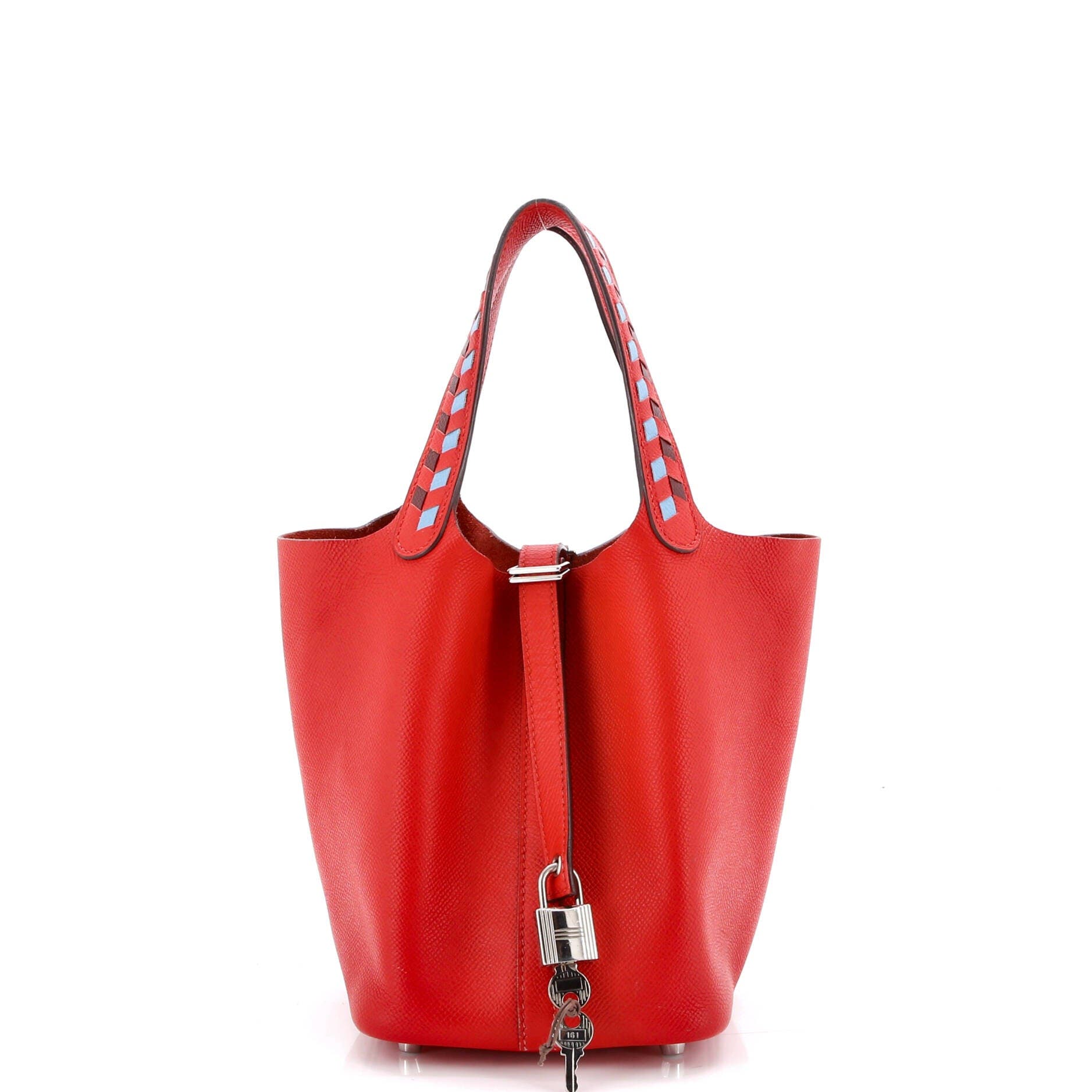 Picotin Lock Bag Tressage Epsom PM, Main, color, Red