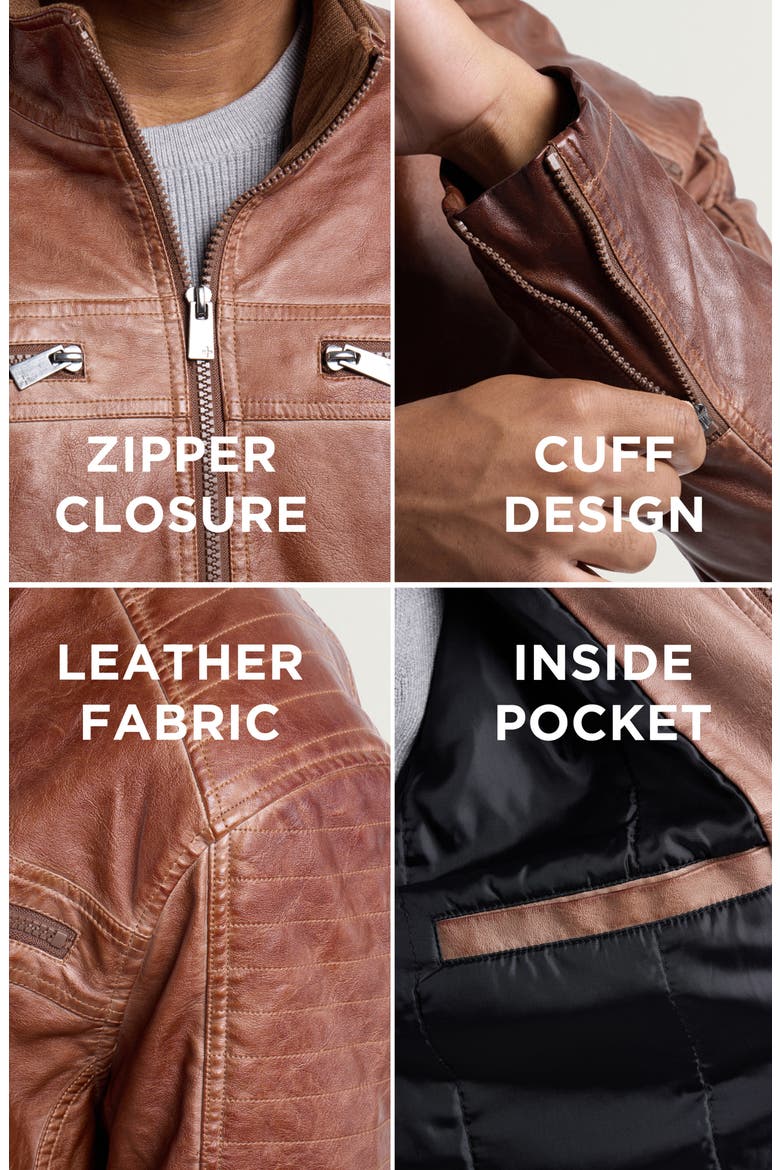 Faux Leather Jacket, Alternate, color, TOBACCO
