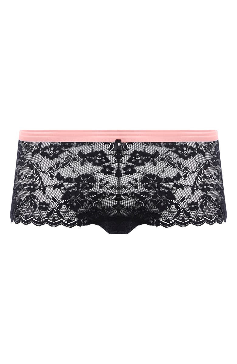 Freya Offbeat Lace Boyshorts, Alternate, color, Black