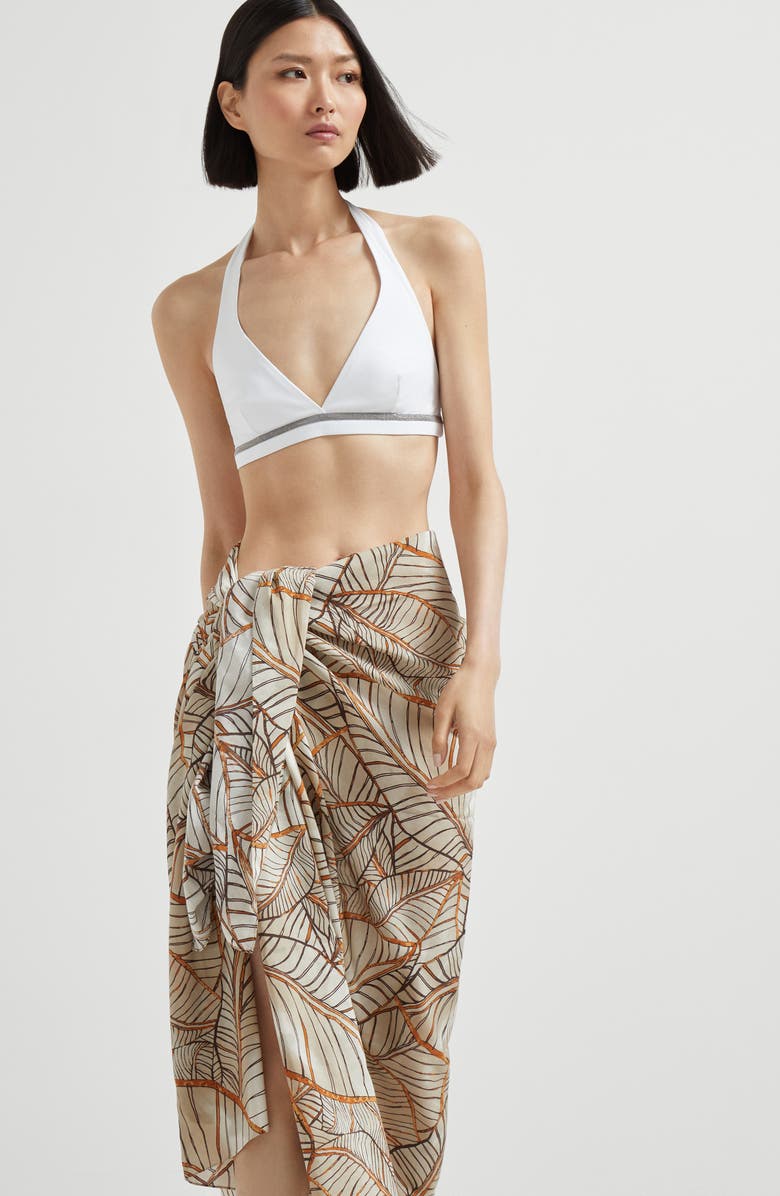 Brunello Cucinelli Papyrus print pareo, Alternate, color, 