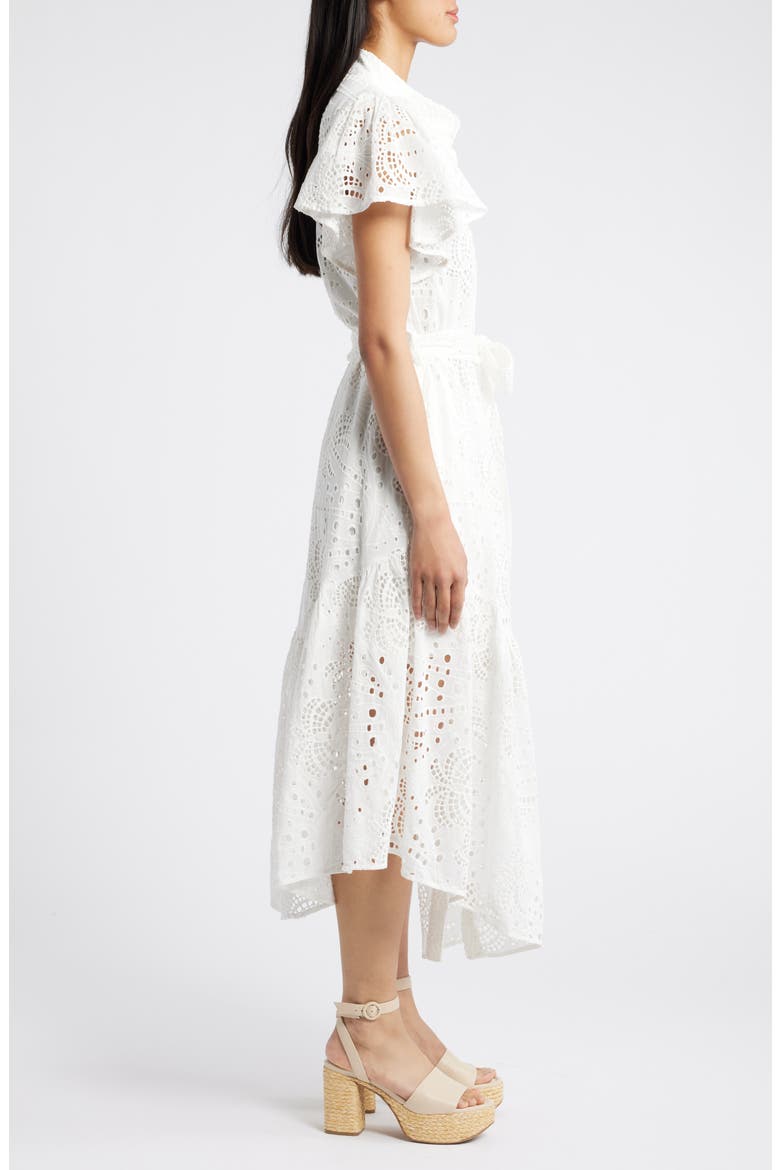 Isabella Cotton Eyelet Maxi Shirtdress, Alternate, color, WHITE