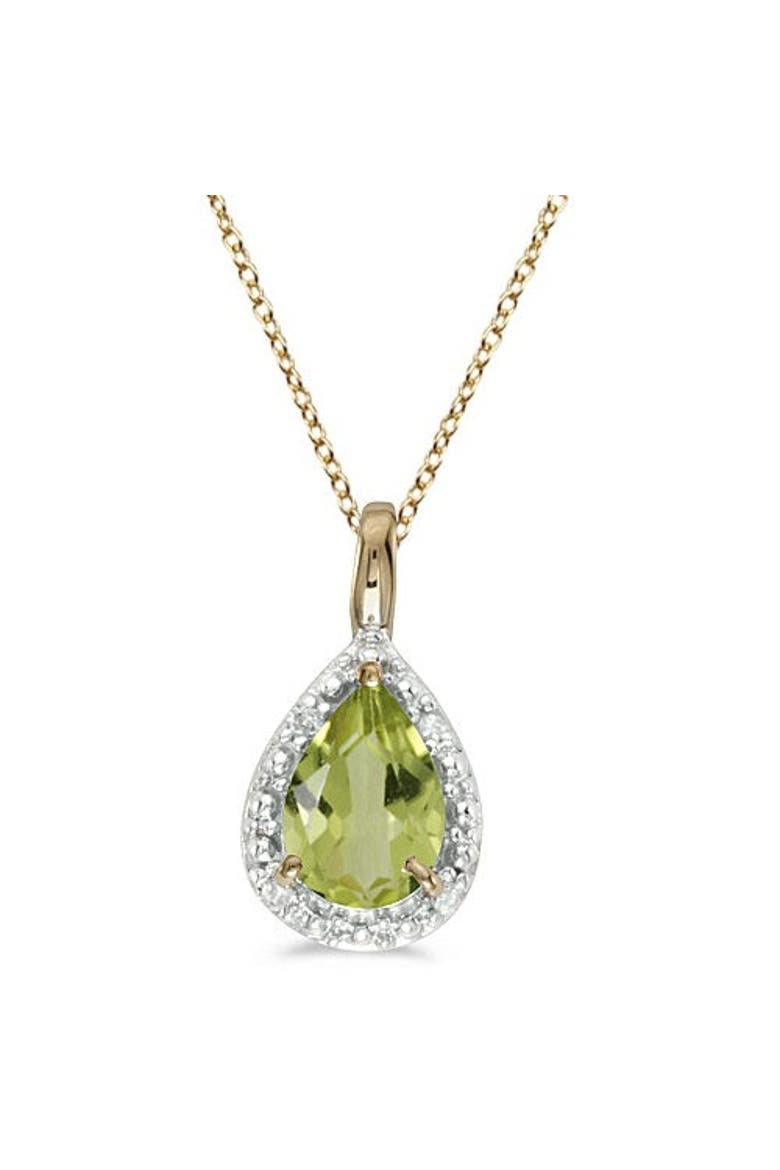 Pear Shaped Pendant Necklace, Main, color, 0.85ct, Peridot, Yellow Gold