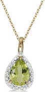ALLUREZ Pear Shaped Pendant Necklace