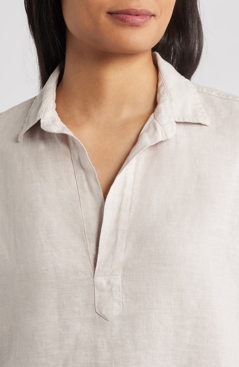 Frank & Eileen Gabi Crop Linen Popover Shirt, Alternate, color, Sand