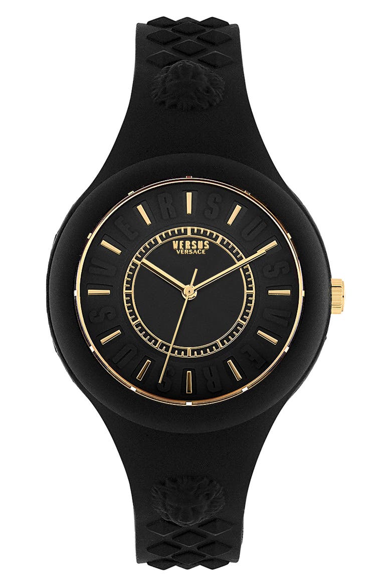Fire Island Silicone Strap Watch, 39mm, Main, color, BLACK