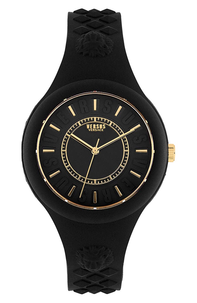 VERSUS Versace Fire Island Silicone Strap Watch, 39mm, Main, color, Black