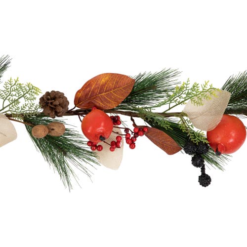 Northlight 6' X 10" Fall Harvest Mixed Berry, Leaves And Pomegranate Garland In Multi