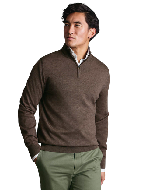 Merino Zip Neck Long Sleeve Sweater