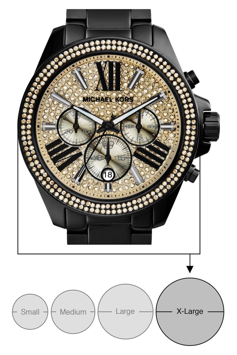 Michael Kors 'Wren' Pavé Dial Chronograph Bracelet Watch, 42mm, Alternate, color, BLACK/ GOLD