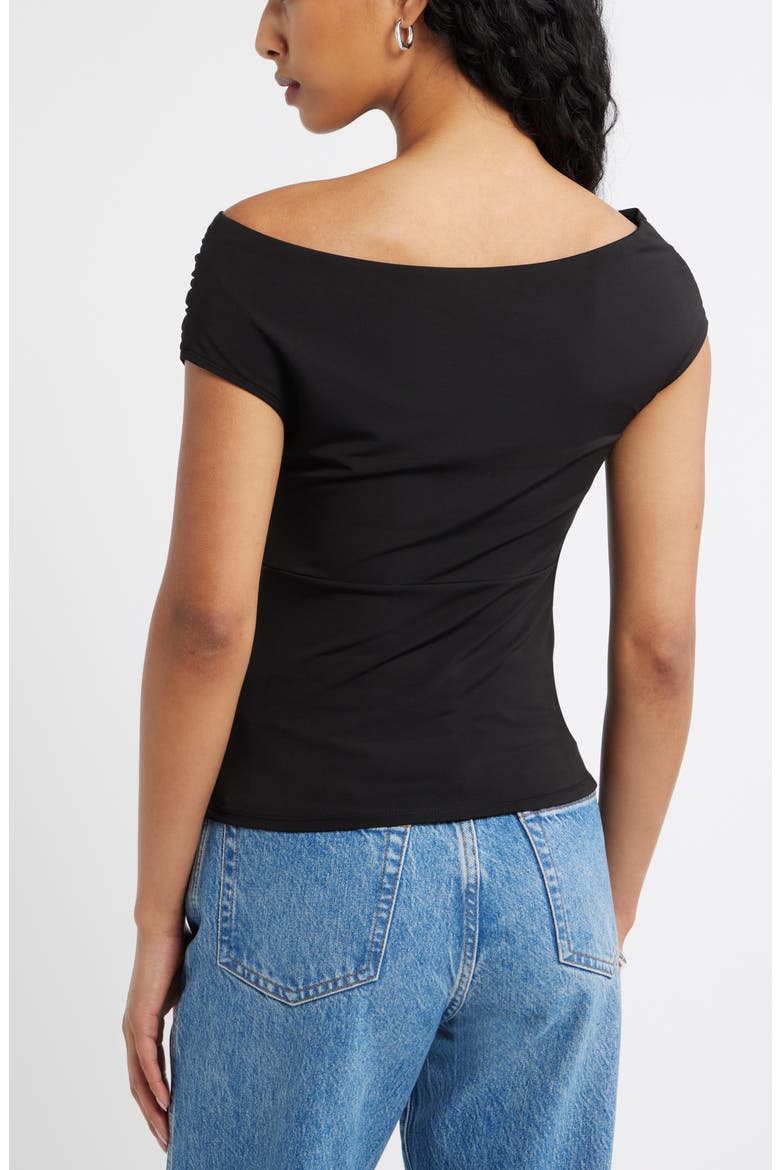 Crossover Off the Shoulder Top, Alternate, color, BLACK
