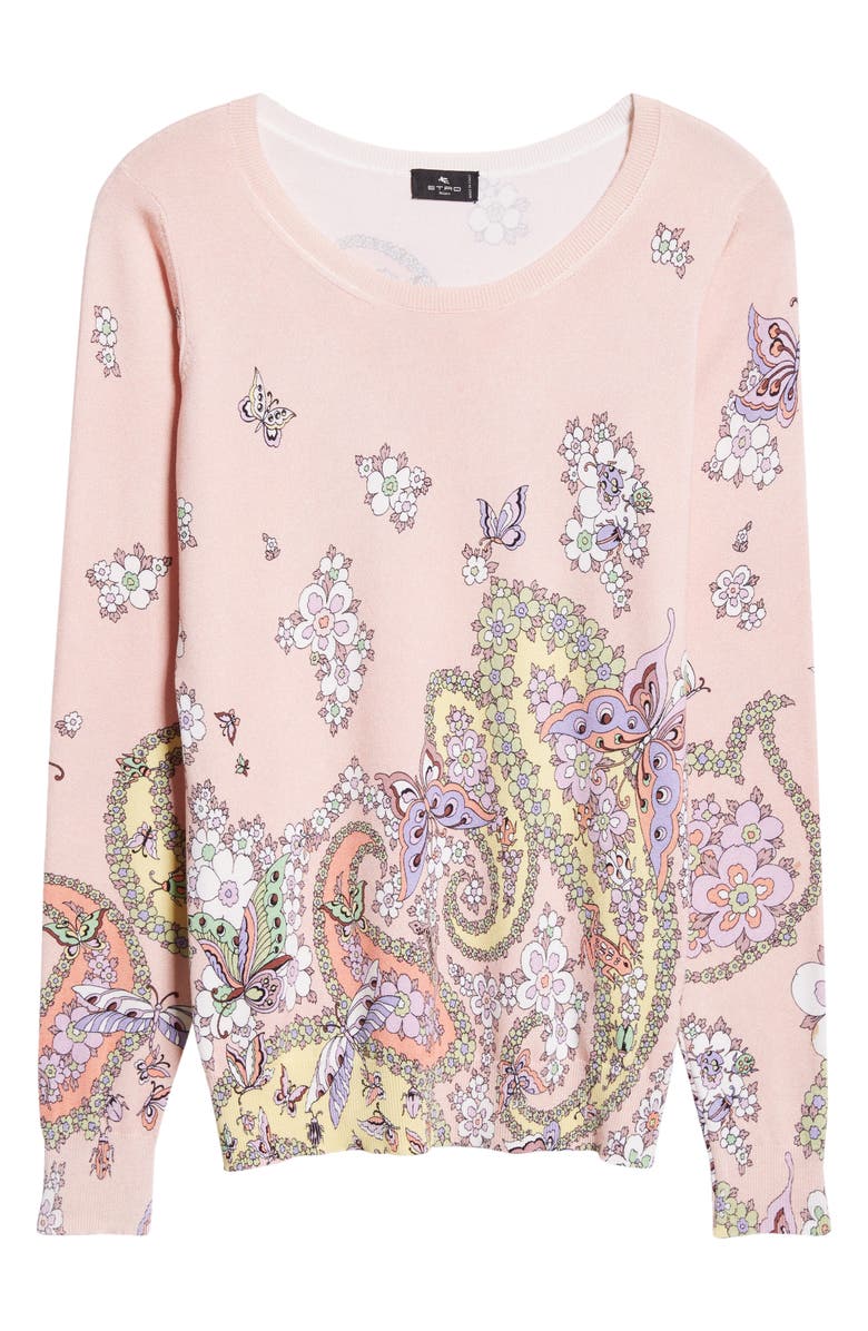 Etro Floral Paisley Silk & Cashmere Sweater, Alternate, color, 