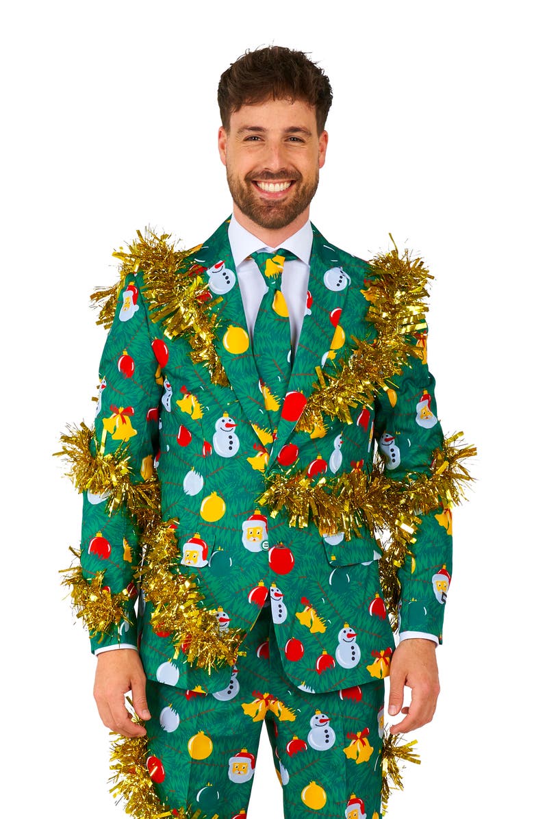 OppoSuits Christmas Tree Suit & Tie, Alternate, color, Green