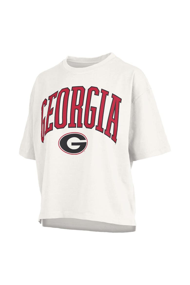 Women's Pressbox White Georgia Bulldogs Nelson Arch Over Logo Waist Length Oversized Slub T-Shirt, Alternate, color, White