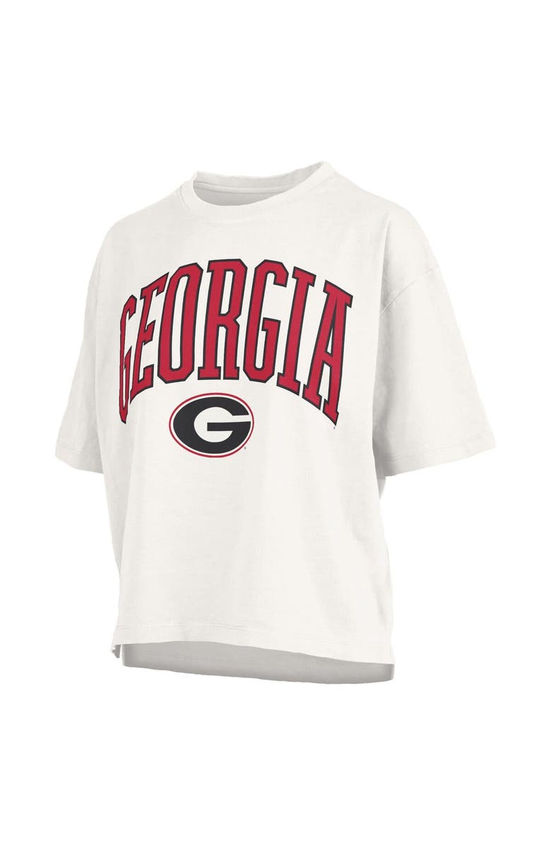 PRESSBOX Women's Pressbox White Georgia Bulldogs Nelson Arch Over Logo Waist Length Oversized Slub T-Shirt, Alternate, color, White
