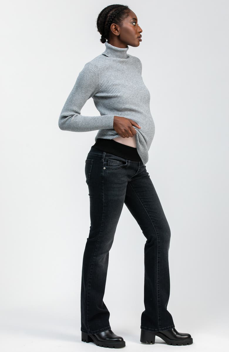 PIETRO BRUNELLI MATERNITY Slim Bootcut Maternity Jeans, Alternate, color, Black Stoned