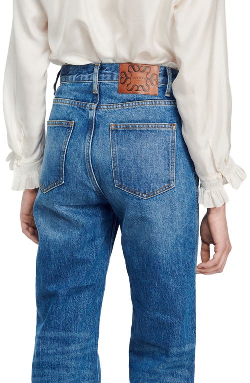 Sandro Flared Faded Jeans In Blue Jean