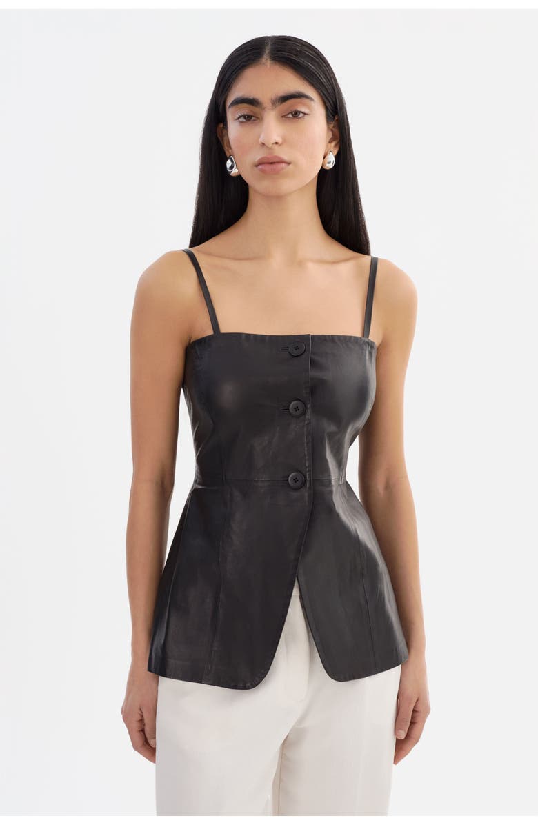 LAMARQUE MILANA | Leather Bustier Top, Main, color, Black