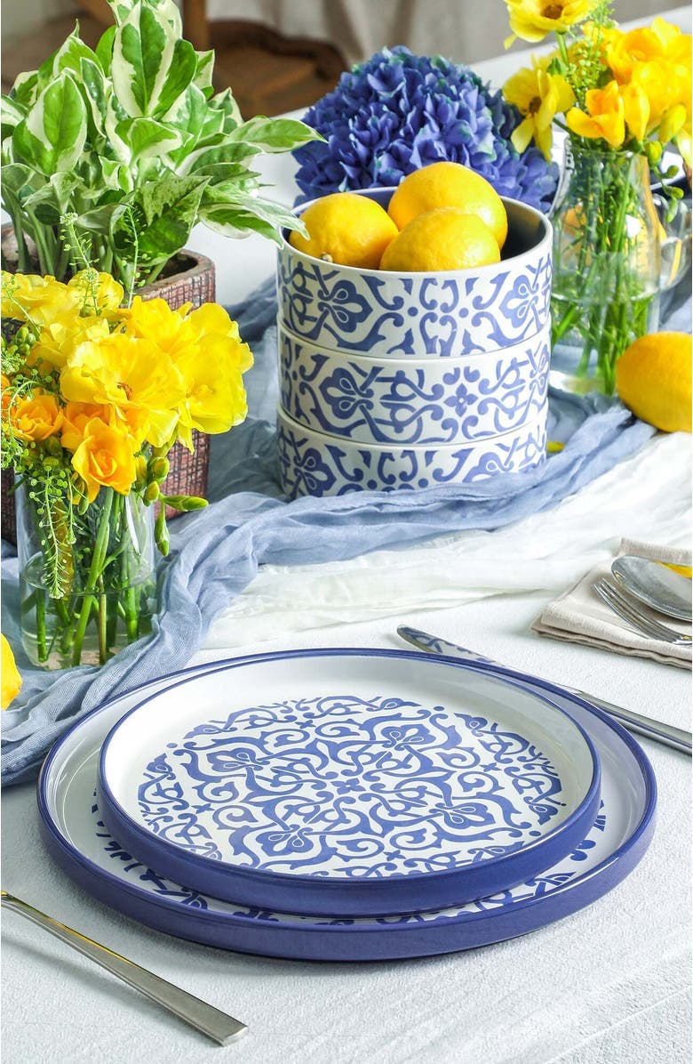 Stone Lain Tropea Stoneware 12-Piece Dinnerware Set, Alternate, color, Blue