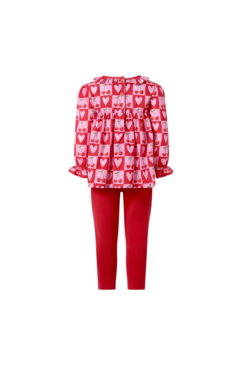 Cherry Heart Blouse & Leggings Set, Alternate, color, Pink