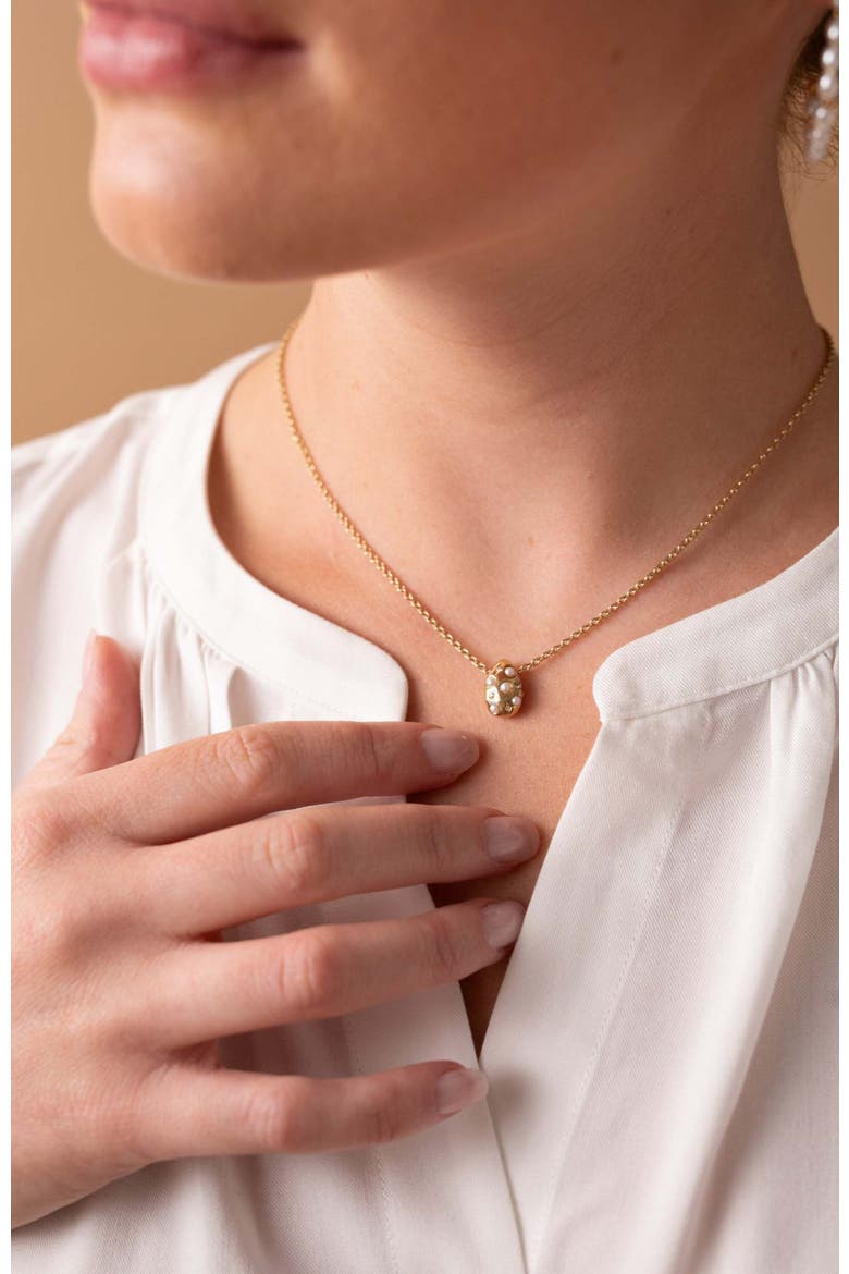 Pearl and Crystal Pendant Necklace, Alternate, color, Pearl