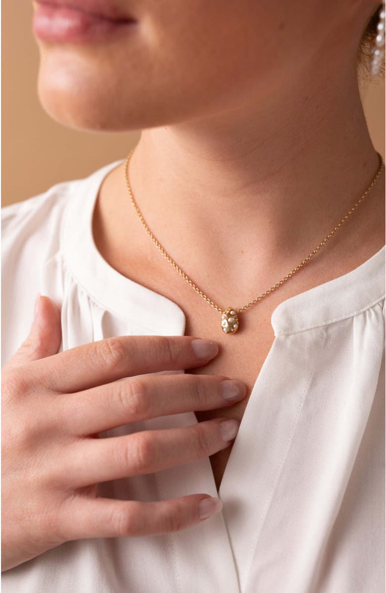 Alex and Ani Pearl and Crystal Pendant Necklace, Alternate, color, Pearl