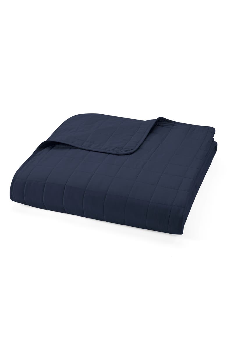 HOMESPUN HOME SPUN Premium Ultra Soft Square Pattern Quilted Coverlet Set, Main, color, Navy