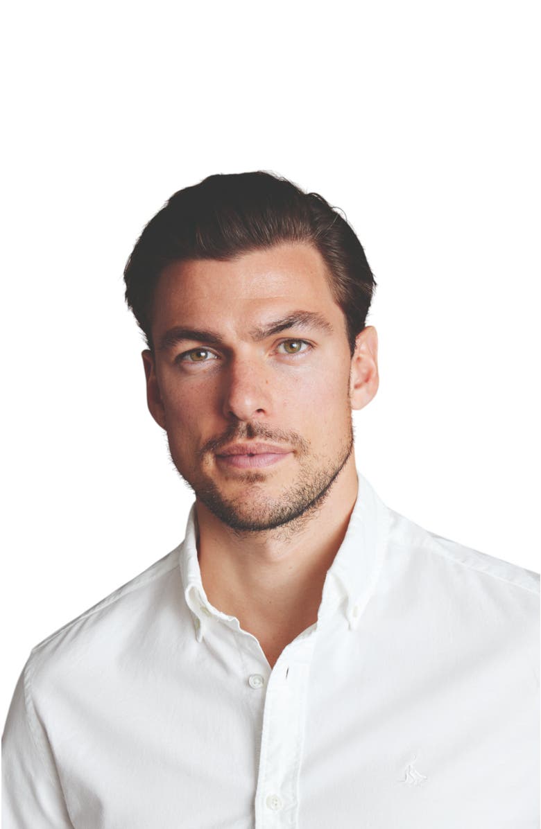 Charles Tyrwhitt Plain Button-Down Stretch Washed Oxford Shirt, Alternate, color, White