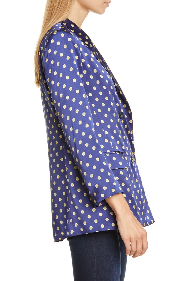 L'AGENCE Taryn Print Silk Satin Double Breasted Blazer, Alternate, color, 