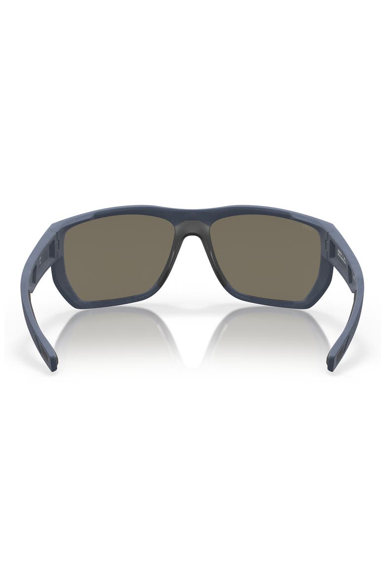 Santiago 63mm Oversize Polarized Rectangular Sunglasses, Alternate, color, BLUE MIRROR