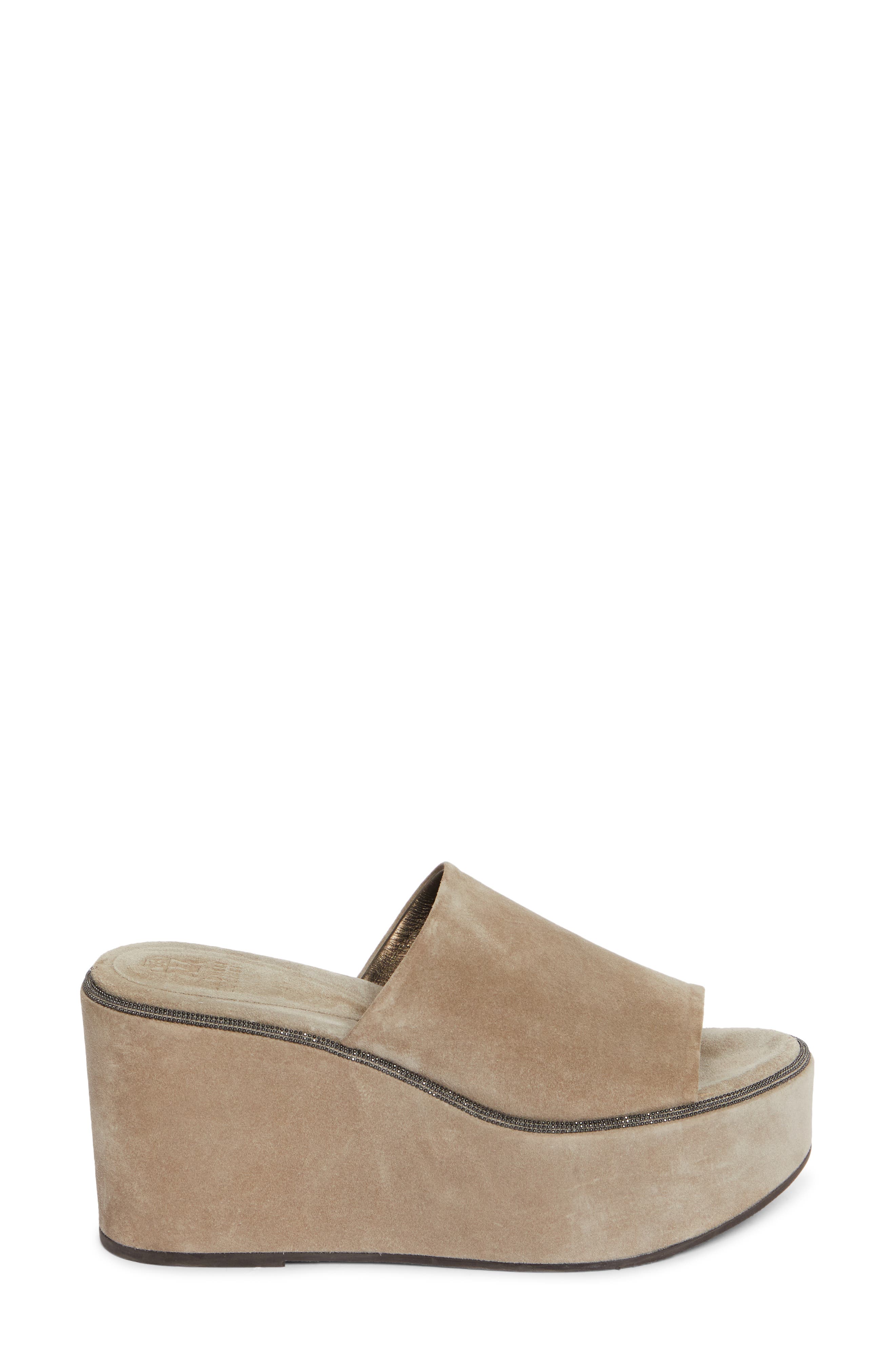 Brunello Cucinelli Monili Platform Wedge Slide Sandal, Alternate, color, 
