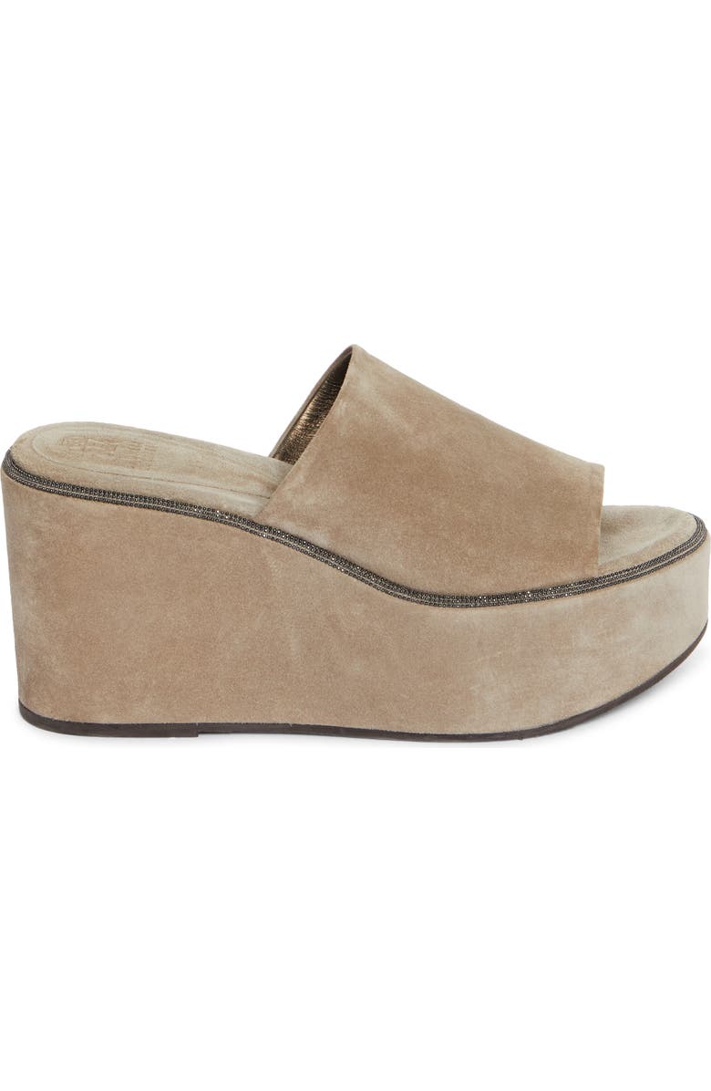 Brunello Cucinelli Monili Platform Wedge Slide Sandal, Alternate, color,