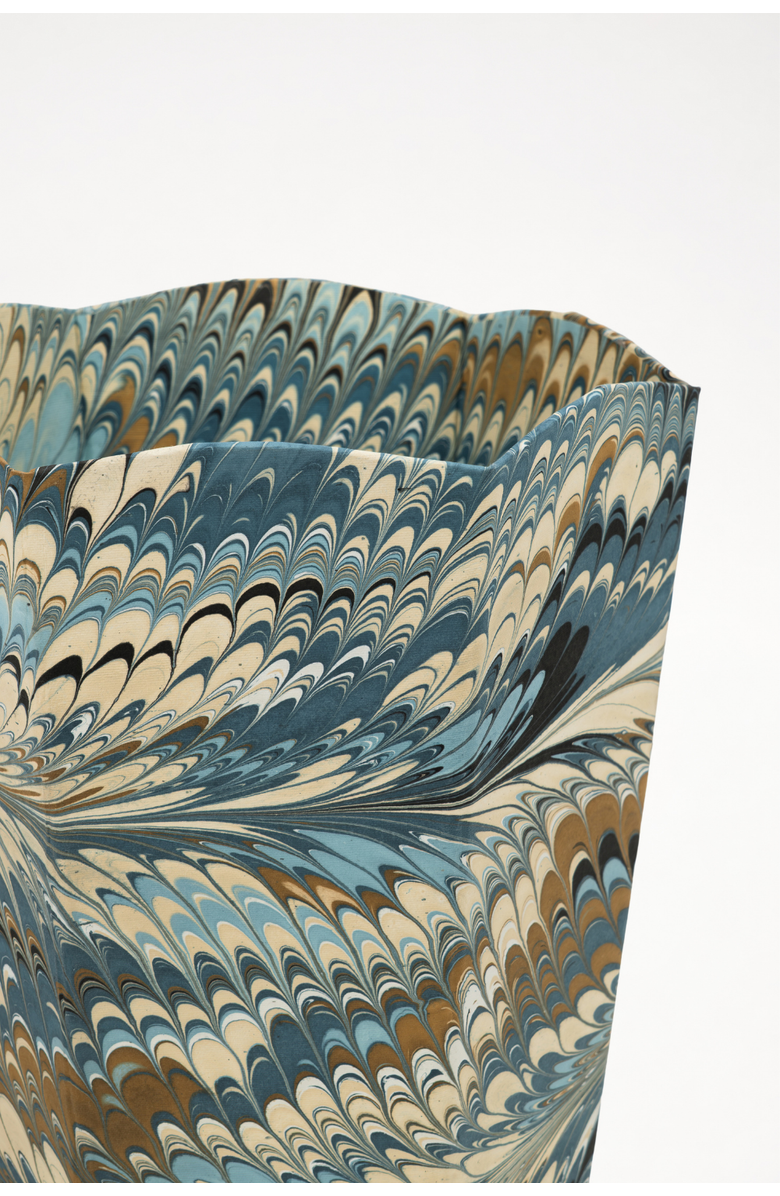 Inner Child Hand-Marbled Scallop Waste Bin / Storage Bin, Alternate, color, Nila Feathers