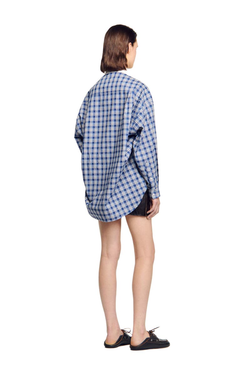 SANDRO Rhinestone checkered shirt, Alternate, color, Blue