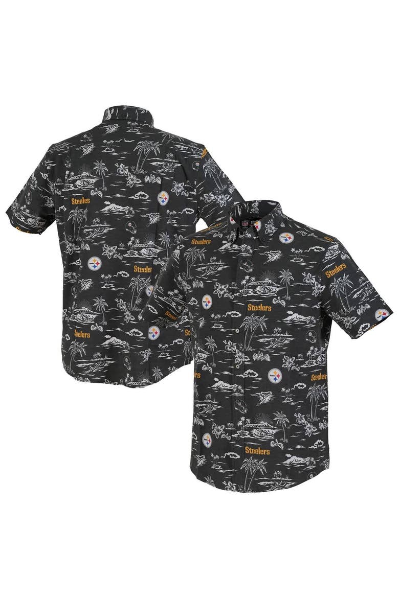 Men's Reyn Spooner Black Pittsburgh Steelers Kekai Performance Button-Down Shirt, Main, color, Black