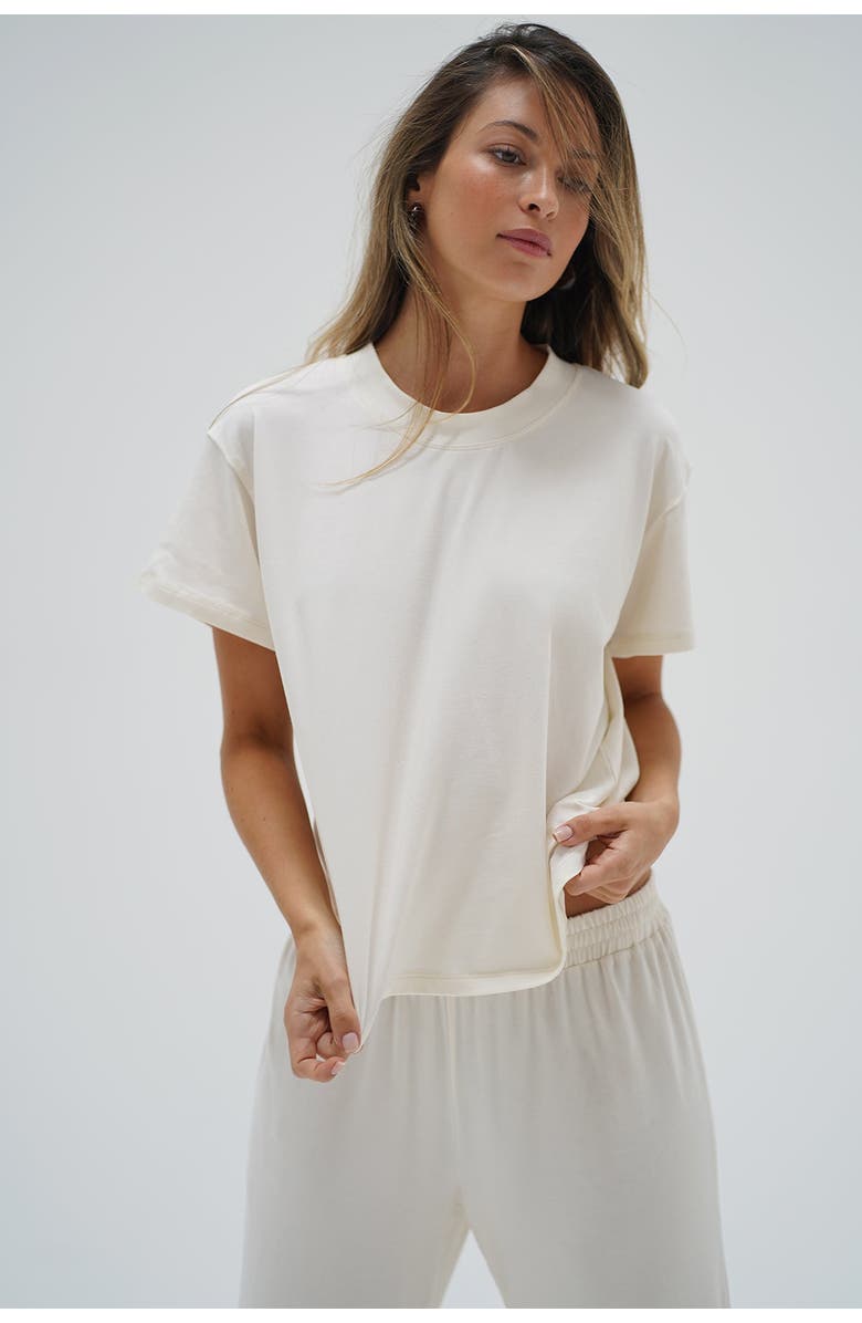 LNA Ava Oversized Spandex Jersey Tee, Main, color, Egret