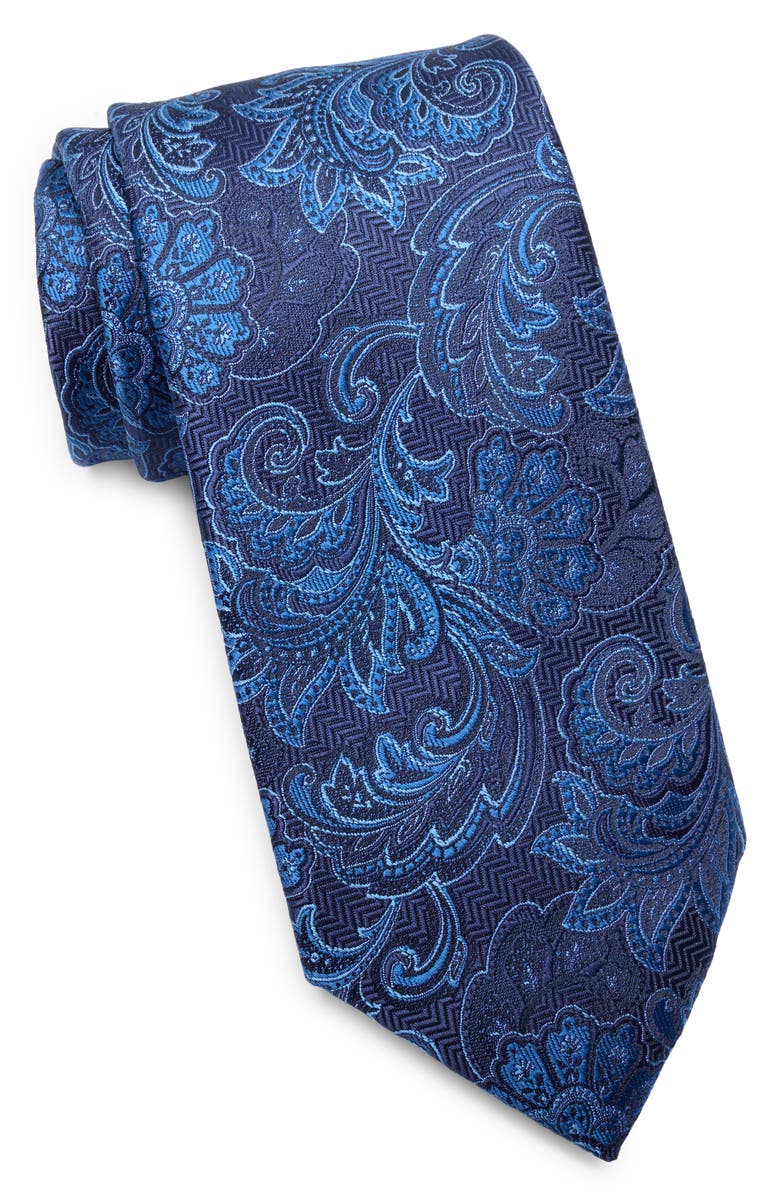 Tommy Hilfiger Amy Paisley Tie, Main, color, Navy