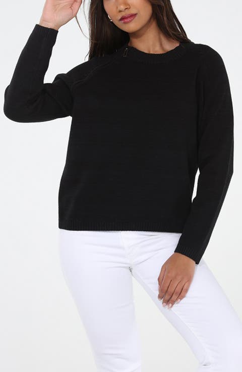 Shoulder Zip Crewneck Sweater