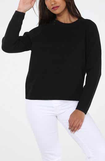 RAIN AND ROSE Shoulder Zip Crewneck Sweater