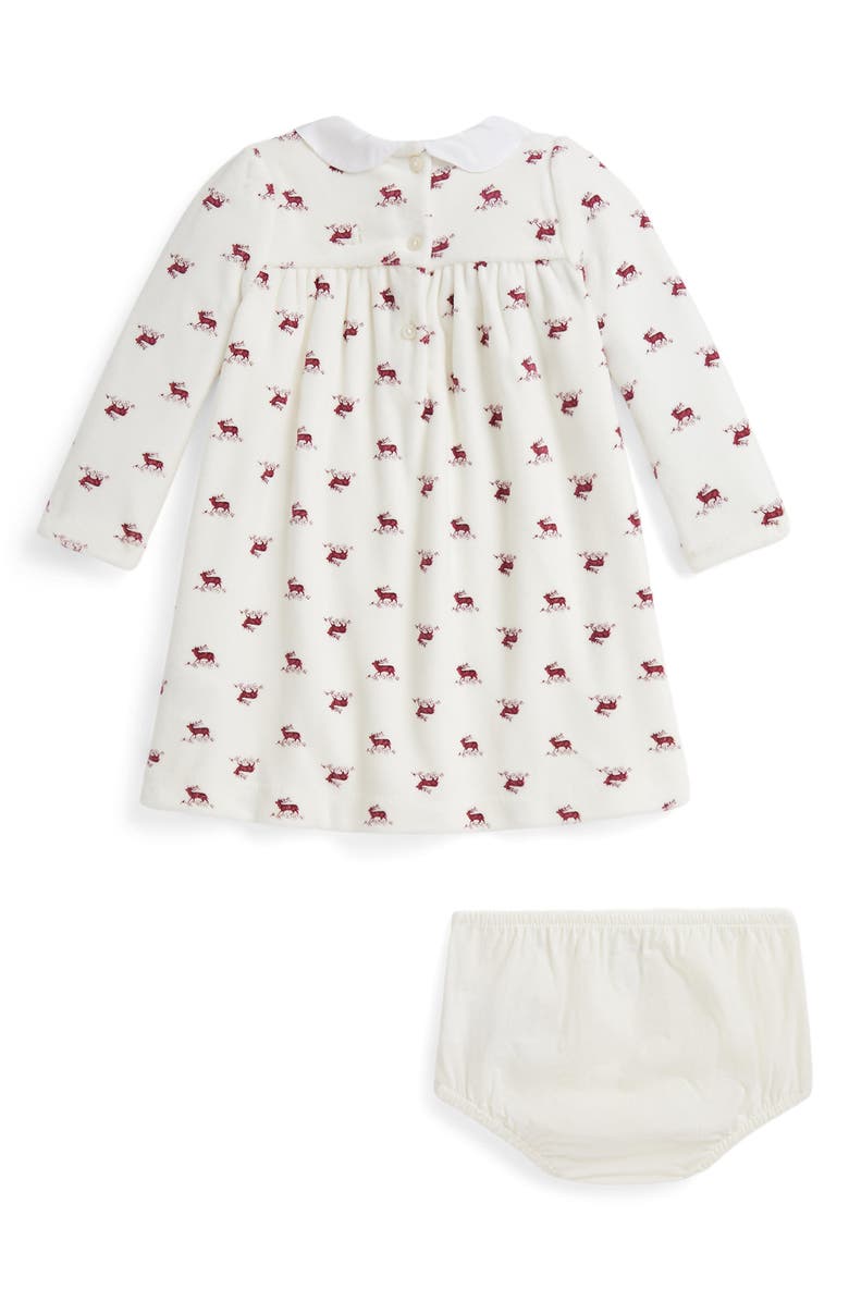 Ralph Lauren Reindeer Print Dress & Bloomers, Alternate, color, White