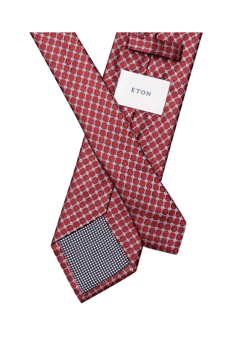 Geometric Jacquard Silk Tie, Alternate, color, RED