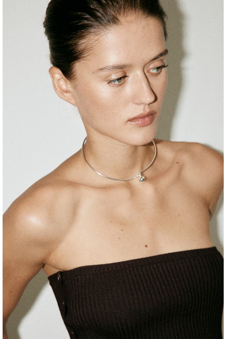 Rib Strapless Top, Alternate, color, CHOCOLATE