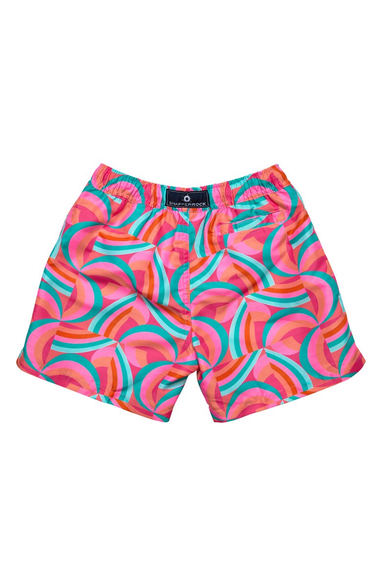 Snapper Rock Kids' Geo Melon Swim Trunks, Alternate, color, Red