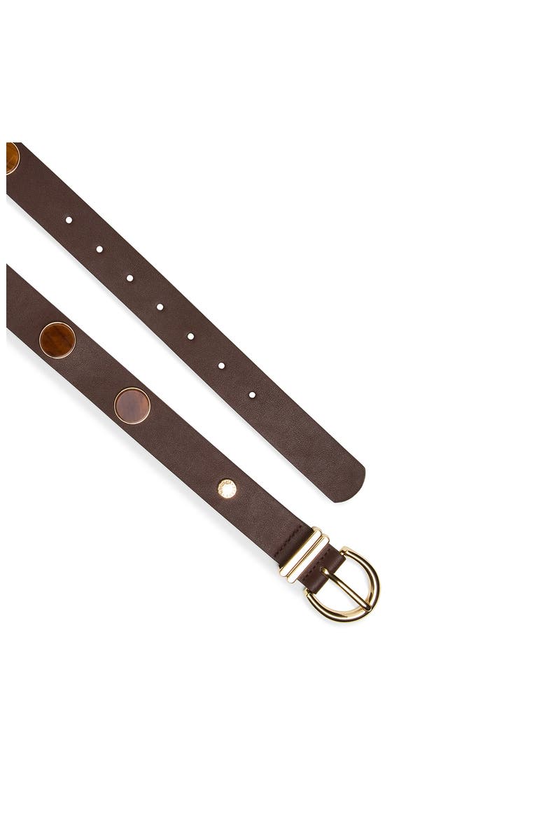Dome Stud Faux Leather Belt, Alternate, color, CHOCOLATE