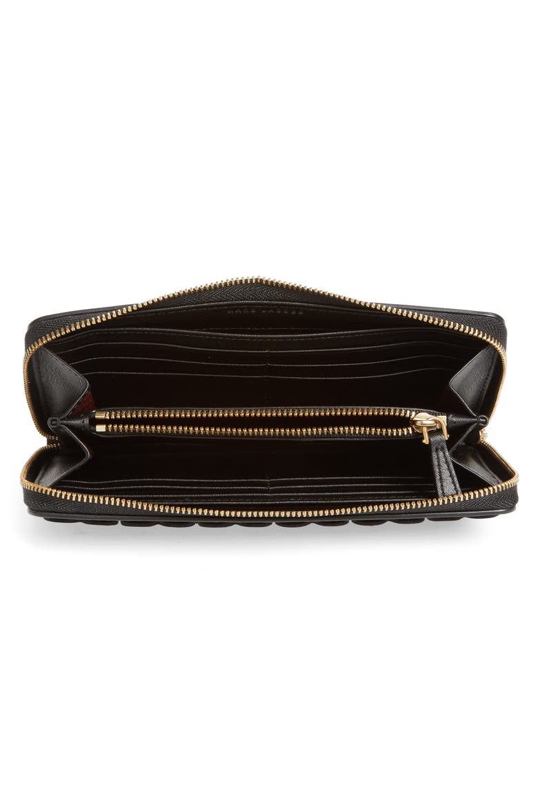 Heart Appliqué Continental Wallet, Alternate, color, BLACK
